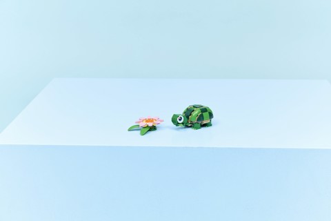 LEGO Creator 31377 3in1 Tartaruga con Fiore di Ninfea, Animale Giocattolo Trasformabile in Camaleonte o Rana, Regalo 7+ Anni