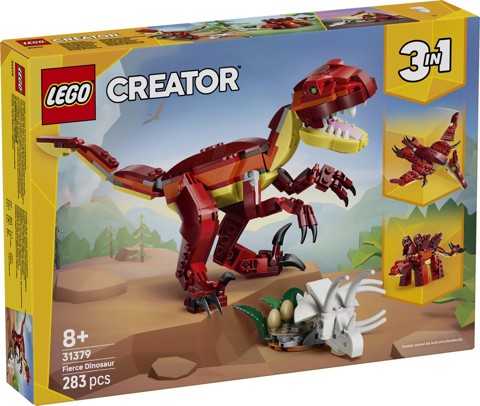 LEGO Creator 31379 3in1 Feroce Dinosauro Giocattolo, Velociraptor, Stegosauro o Pterosauro