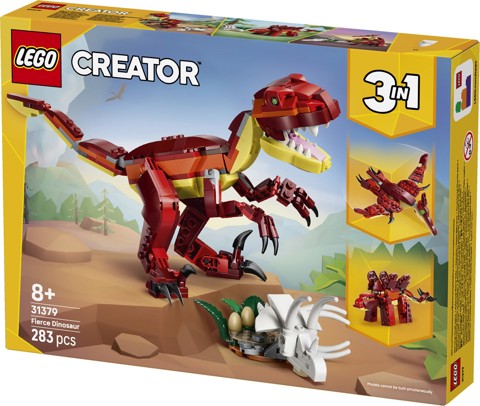 LEGO Creator 31379 3in1 Feroce Dinosauro Giocattolo, Velociraptor, Stegosauro o Pterosauro