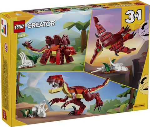LEGO Creator 31379 3in1 Feroce Dinosauro Giocattolo, Velociraptor, Stegosauro o Pterosauro
