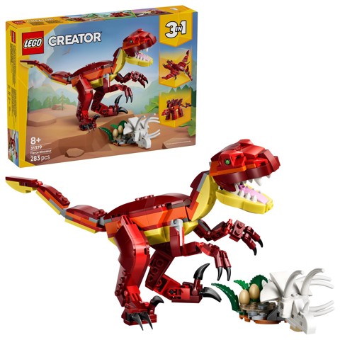 LEGO Creator 31379 3in1 Feroce Dinosauro Giocattolo, Velociraptor, Stegosauro o Pterosauro
