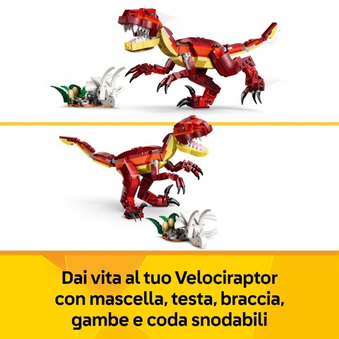 LEGO Creator 31379 3in1 Feroce Dinosauro Giocattolo, Velociraptor, Stegosauro o Pterosauro