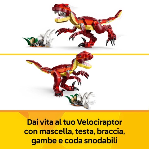 LEGO Creator 31379 3in1 Feroce Dinosauro Giocattolo, Velociraptor, Stegosauro o Pterosauro, Regalo per Bambini e Bambine 8+
