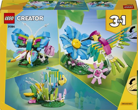 LEGO Creator 31384 3in1 Animali Selvatici: Colibrì Variopinto, Uccello Giocattolo Trasformabile in Farfalla o Pesce
