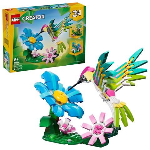 LEGO Creator 31384 3in1 Animali Selvatici: Colibrì Variopinto, Uccello Giocattolo Trasformabile in Farfalla o Pesce