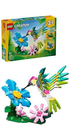 LEGO Creator 31384 3in1 Animali Selvatici: Colibrì Variopinto, Uccello Giocattolo Trasformabile in Farfalla o Pesce