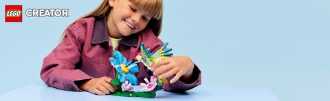 LEGO Creator 31384 3in1 Animali Selvatici: Colibrì Variopinto, Uccello Giocattolo Trasformabile in Farfalla o Pesce