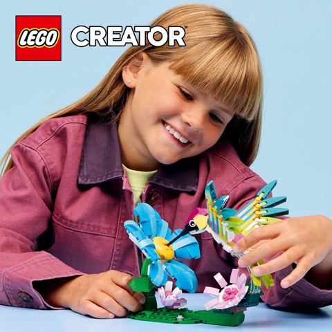 LEGO Creator 31384 3in1 Animali Selvatici: Colibrì Variopinto, Uccello Giocattolo Trasformabile in Farfalla o Pesce
