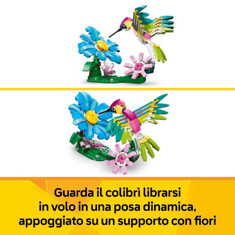 LEGO Creator 31384 3in1 Animali Selvatici: Colibrì Variopinto, Uccello Giocattolo Trasformabile in Farfalla o Pesce