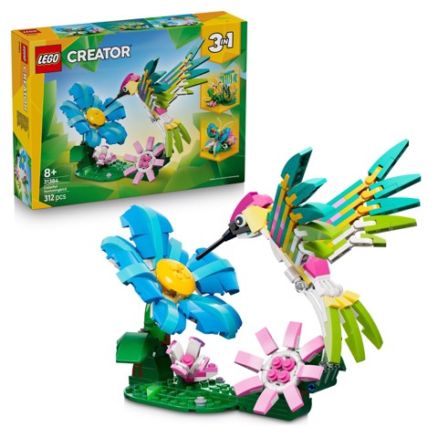 LEGO Creator 31384 3in1 Animali Selvatici: Colibrì Variopinto, Uccello Giocattolo Trasformabile in Farfalla o Pesce, per 8+