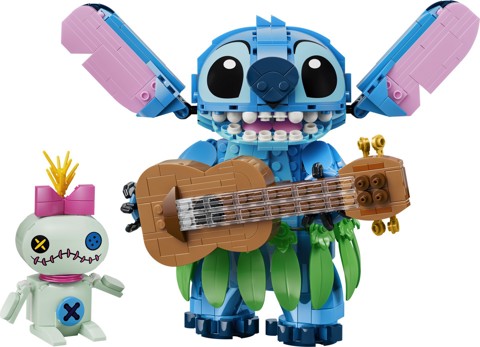LEGO Disney | 43296 Stitch e Scrump, 2 Action Figure Giocattolo con Accessori, Decorazione Cameretta, Regalo per Bambini 9+