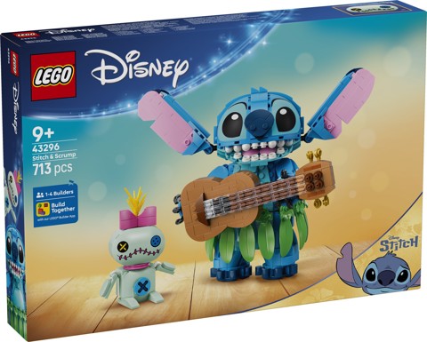 LEGO Disney | 43296 Stitch e Scrump, 2 Action Figure Giocattolo con Accessori, Decorazione Cameretta, Regalo per Bambini 9+