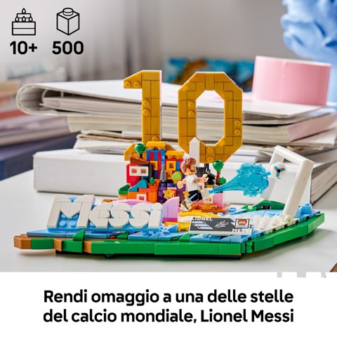 LEGO Editions 43011 Lionel Messi – Highlights Calcistici, Giocattolo 3D da Esposizione, Minifigure da Collezione, Regalo 10+