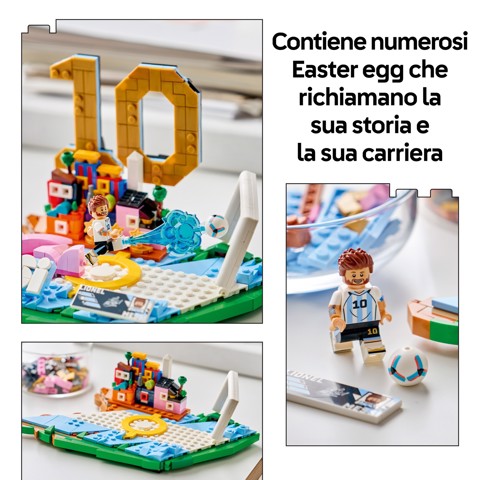 LEGO Editions 43011 Lionel Messi – Highlights Calcistici, Giocattolo 3D da Esposizione, Minifigure da Collezione, Regalo 10+