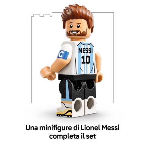 LEGO Editions 43011 Lionel Messi – Highlights Calcistici, Giocattolo 3D da Esposizione, Minifigure da Collezione, Regalo 10+