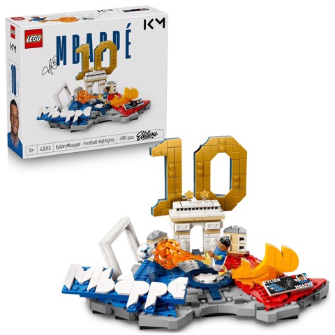 LEGO Editions 43013 Kylian Mbappé – Highlights Calcistici, Giocattolo 3D da Esposizione con Minifigure, Regalo Bambini da 10+