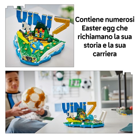 LEGO Editions 43027 Vini Jr. – Highlights Calcistici, Giocattolo 3D da Esposizione con Minifigure da Collezione, Regalo 10+