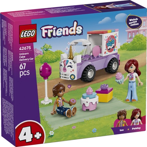 LEGO Friends 42675 Auto-Unicorno per la Consegna di Torte, Gioco Didattico con 2 Mini Bamboline e Accessori per Bambine da 4+