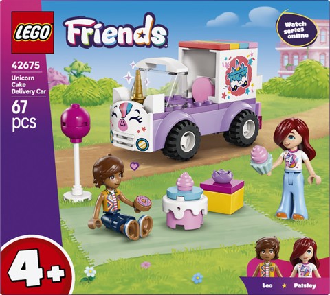 LEGO Friends 42675 Auto-Unicorno per la Consegna di Torte, Gioco Didattico con 2 Mini Bamboline e Accessori per Bambine da 4+