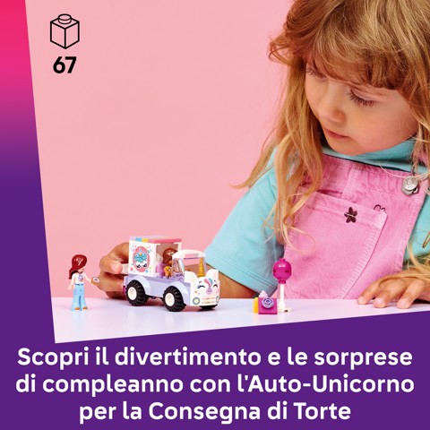 LEGO Friends 42675 Auto-Unicorno per la Consegna di Torte, Gioco Didattico con 2 Mini Bamboline e Accessori per Bambine da 4+