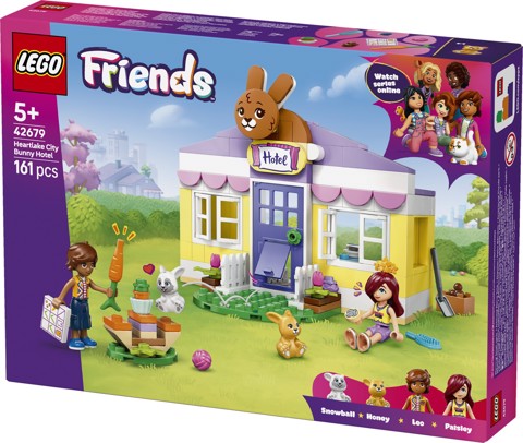LEGO Friends 42679 Hotel dei Conigli di Heartlake City, Casa Giocattolo con 2 Mini Bamboline, 2 Animali, Accessori, Regalo 5+