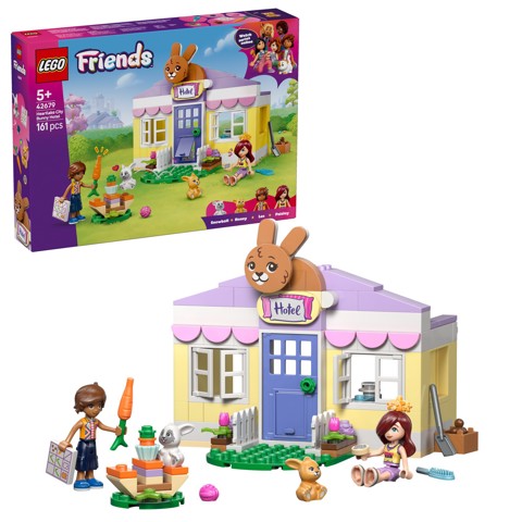 LEGO Friends 42679 Hotel dei Conigli di Heartlake City, Casa Giocattolo con 2 Mini Bamboline, 2 Animali, Accessori, Regalo 5+