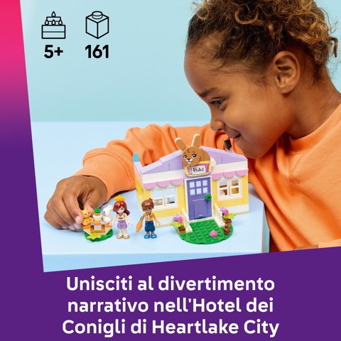 LEGO Friends 42679 Hotel dei Conigli di Heartlake City, Casa Giocattolo con 2 Mini Bamboline, 2 Animali, Accessori, Regalo 5+