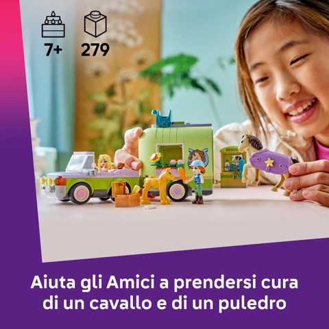 LEGO Friends 42695 Rimorchio per Cavallo e Puledro