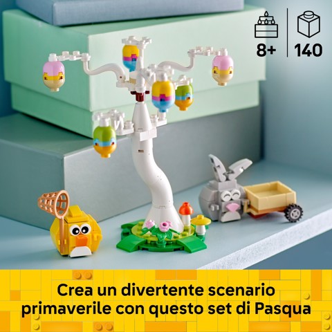 LEGO Iconic 40808 Coniglietto Pasquale e Caccia alle Uova, Giocattolo di Pasqua Coniglio e Uccellino, Regalo Bambine e Bambini 8+