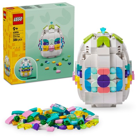 LEGO Iconic 40816 Uovo di Pasqua Decorativo, Decorazione Pasquale Giocattolo con Elementi Colorati, Regalo Arti e Mestieri 9+ Anni