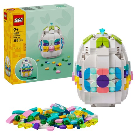 LEGO Iconic 40816 Uovo di Pasqua Decorativo, Decorazione Pasquale Giocattolo con Elementi Colorati, Regalo Arti e Mestieri 9+ Anni