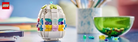 LEGO Iconic 40816 Uovo di Pasqua Decorativo, Decorazione Pasquale Giocattolo con Elementi Colorati, Regalo Arti e Mestieri 9+ Anni