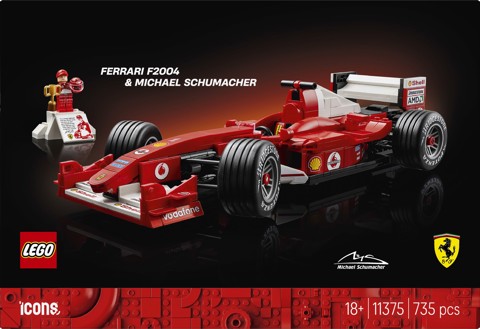 LEGO ICONS 11375 Ferrari F2004 e Michael Schumacher