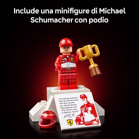 LEGO ICONS 11375 Ferrari F2004 e Michael Schumacher, Modello di Auto F1 per Adulti, Regalo per i Fan degli Sport Motoristici