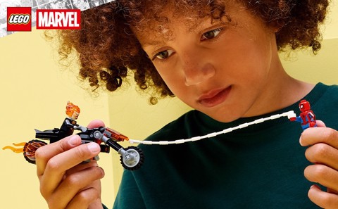 LEGO Marvel | 76335 Spider-Man vs. Ghost Rider in Motocicletta, Giocattolo da Supereroi con Moto e 2 Minifigure, Regalo da 6+