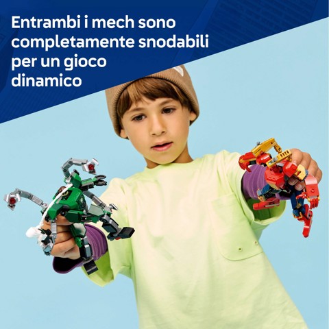 LEGO Marvel | 76338 Battaglia Mech: Spider-Man vs. Doc Ock, Giocattolo da Supereroi, 2 Action Figure, 3 Minifigure, Regalo 6+