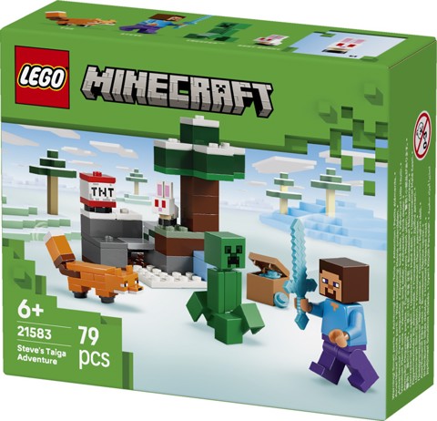 LEGO Minecraft 21583 Avventura di Steve nella Taiga, Giocattolo con Minifigure di Steve e Spada di Diamante, Regalo Gamer 6+