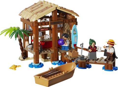 LEGO ONE PIECE 75636 La Capanna del Villaggio Foosha con Barca Giocattolo, Minifigure, Poster Ricercato, Regalo Bambini 8+