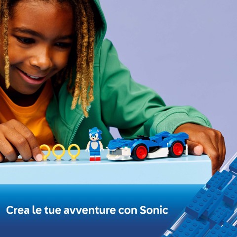 LEGO Sonic the Hedgehog 77117 Sonic: Fulmine Supersonico, Macchina Giocattolo con Accessori, Regalo per Bambini e Bambine 7+