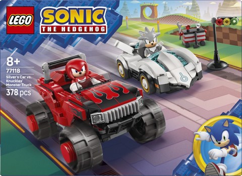 LEGO Sonic the Hedgehog 77118 Auto di Silver vs. Monster Truck di Knuckles, Giocattolo con 2 Minifigure, Regalo per Gamer 8+