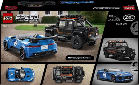 LEGO Speed Champions 77264 Jaguar Project 7 e Land Rover Defender, Set con 2 Macchine Giocattolo e 2 Minifigure, Regalo 10+
