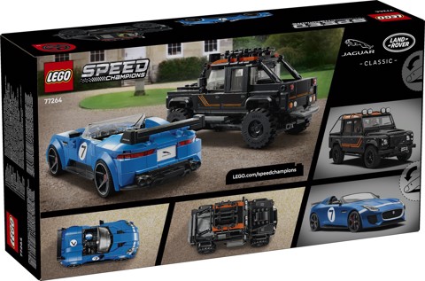 LEGO Speed Champions 77264 Jaguar Project 7 e Land Rover Defender, Set con 2 Macchine Giocattolo e 2 Minifigure, Regalo 10+