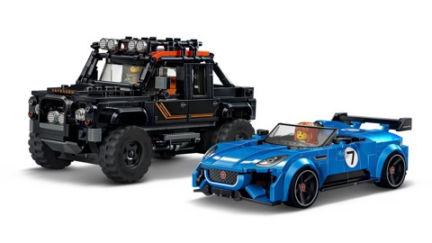 LEGO Speed Champions 77264 Jaguar Project 7 e Land Rover Defender, Set con 2 Macchine Giocattolo e 2 Minifigure, Regalo 10+
