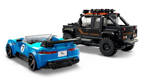 LEGO Speed Champions 77264 Jaguar Project 7 e Land Rover Defender, Set con 2 Macchine Giocattolo e 2 Minifigure, Regalo 10+