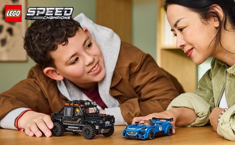 LEGO Speed Champions 77264 Jaguar Project 7 e Land Rover Defender, Set con 2 Macchine Giocattolo e 2 Minifigure, Regalo 10+