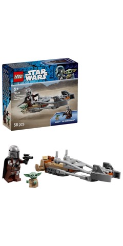 LEGO Star Wars 75436 Speeder Bike del Mandaloriano e di Grogu, Giocattolo con Grogu e Minifigure di Din Djarin, Regalo da 6+
