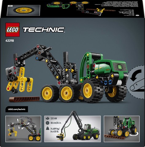 LEGO Technic 42218 Mietitrebbia Gommato John Deere 1470H, Veicolo Giocattolo da Cantiere, Braccio Rotante e Pinza, Regalo 7+