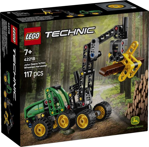 LEGO Technic 42218 Mietitrebbia Gommato John Deere 1470H, Veicolo Giocattolo da Cantiere, Braccio Rotante e Pinza, Regalo 7+