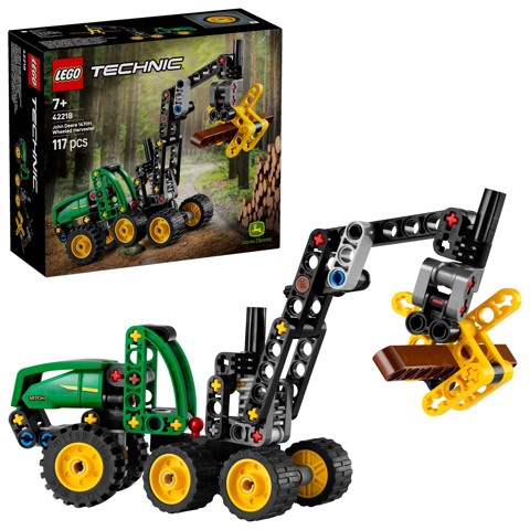LEGO Technic 42218 Mietitrebbia Gommato John Deere 1470H, Veicolo Giocattolo da Cantiere, Braccio Rotante e Pinza, Regalo 7+
