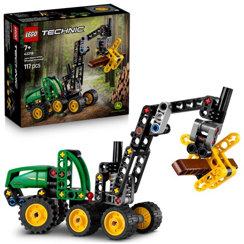 LEGO Technic 42218 Mietitrebbia Gommato John Deere 1470H, Veicolo Giocattolo da Cantiere, Braccio Rotante e Pinza, Regalo 7+